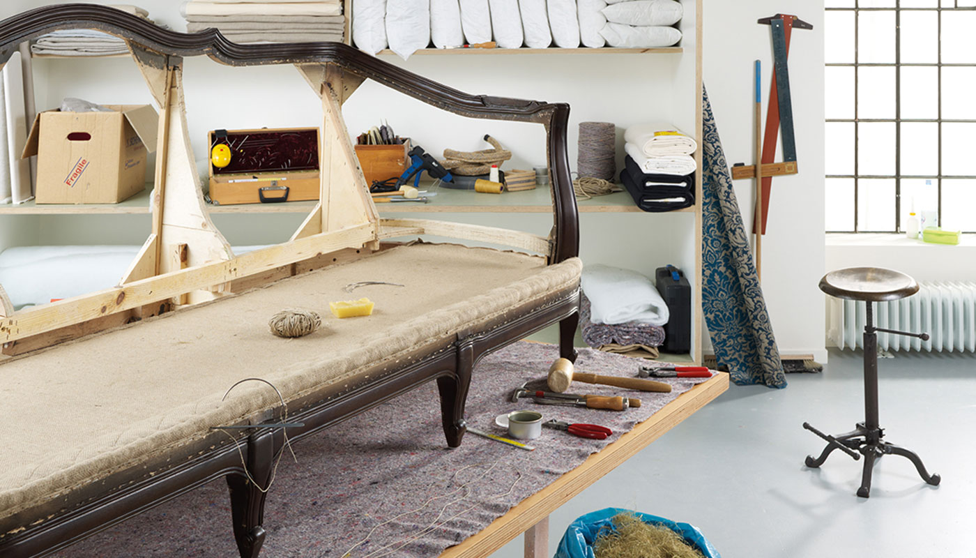 Bank mit neuem Polster